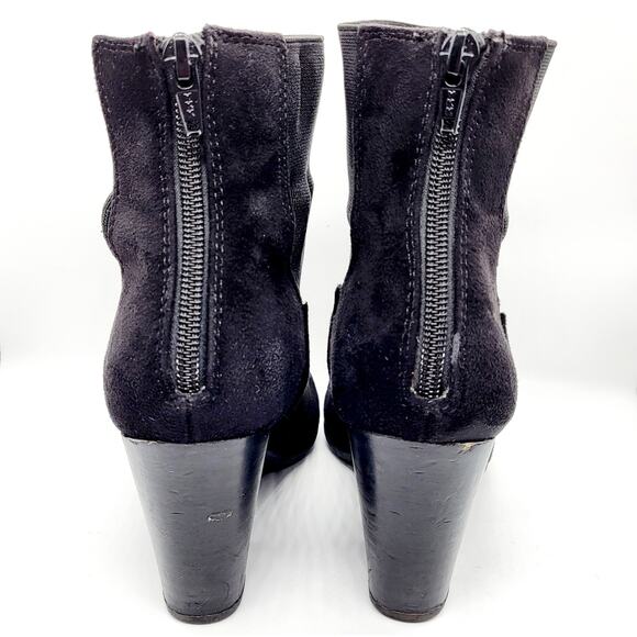 Dilba Black Faux Suede Block Heel Zip Up Ankle Booties Women's Size 6.5 - Picture 6 of 13